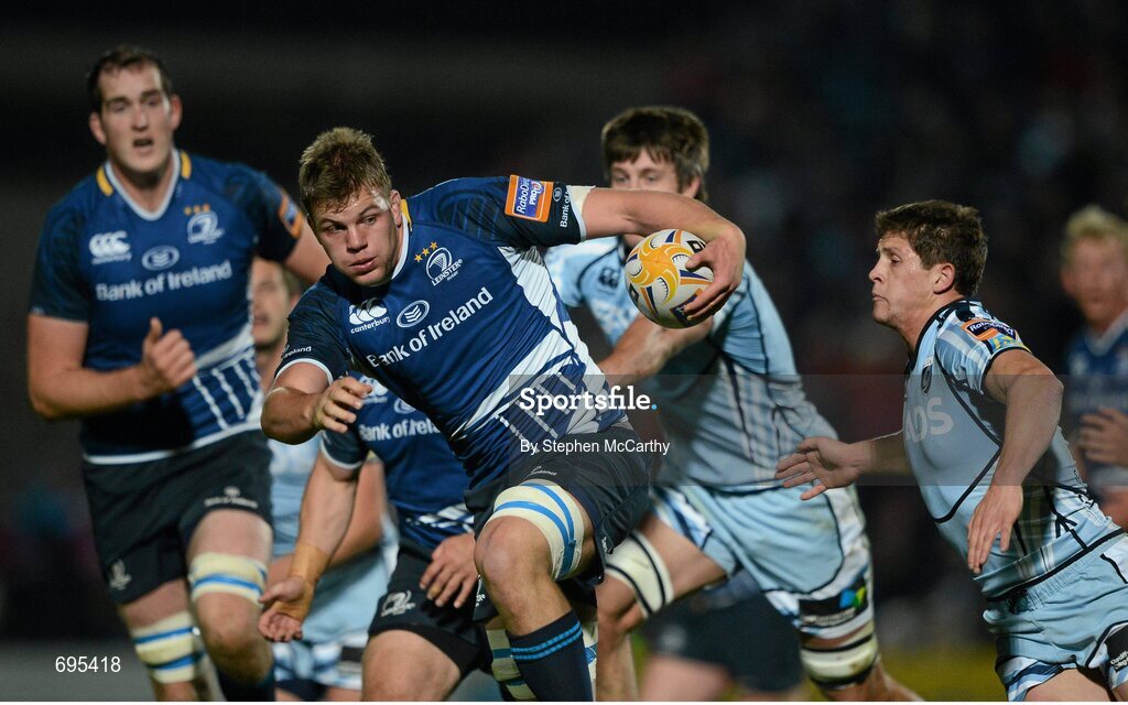 27 October 2012; Jordi Murphy, Leinster, on the attack. Celtic League 2012/13, Round 7, Leinster v Cardiff Blues, RDS, Ballsbridge, Dublin. Picture credit: Stephen McCarthy / SPORTSFILE