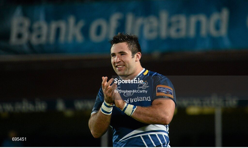27 October 2012; Jamie Hagan, Leinster, following his side's victory. Celtic League 2012/13, Round 7, Leinster v Cardiff Blues, RDS, Ballsbridge, Dublin. Picture credit: Stephen McCarthy / SPORTSFILE