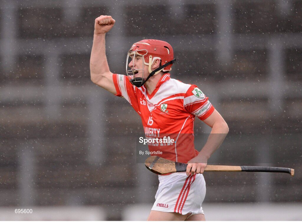 28 October 2012; Shay Casey, Loughgiel Shamrocks, celebrates after scoring his side's first goal. AIB Ulster GAA Hurling Senior Club Championship Final, Loughgiel Shamrocks v St. Patricks, Portaferry, Casement Park, Belfast, Co. Antrim. Photo by Sportsfile