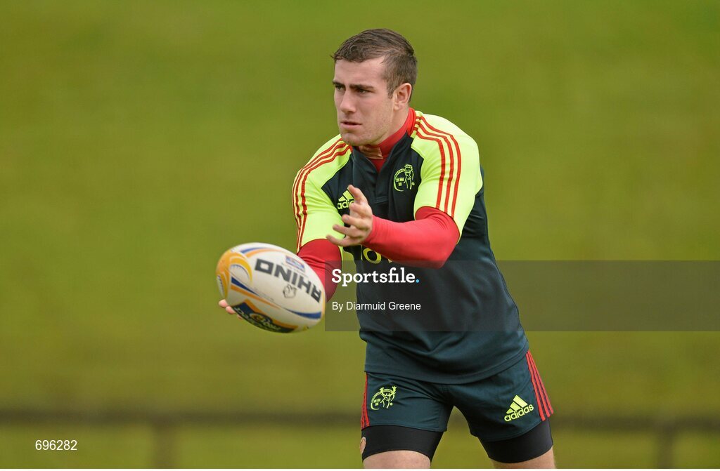 31 October 2012; Munster's JJ Hanrahan in action during squad training ahead of their side's Celtic League 2012/13, Round 8, match against Cardiff Blues on Friday. Munster Rugby Squad Training, University of Limerick, Limerick. Picture credit: Diarmuid Greene / SPORTSFILE