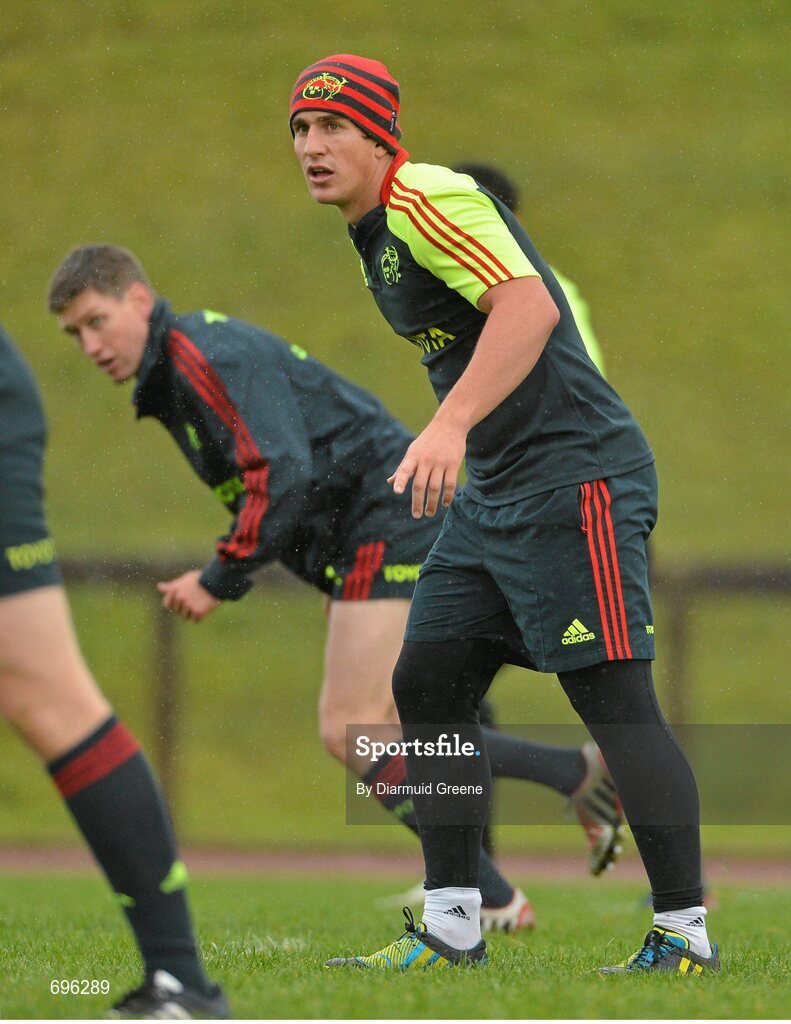 31 October 2012; Munster's Ian Keatley, right, and Ronan O'Gara during squad training ahead of their side's Celtic League 2012/13, Round 8, match against Cardiff Blues on Friday. Munster Rugby Squad Training, University of Limerick, Limerick. Picture credit: Diarmuid Greene / SPORTSFILE