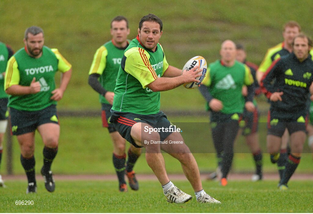 31 October 2012; Munster's Wian du Preez in action during squad training ahead of their side's Celtic League 2012/13, Round 8, match against Cardiff Blues on Friday. Munster Rugby Squad Training, University of Limerick, Limerick. Picture credit: Diarmuid Greene / SPORTSFILE