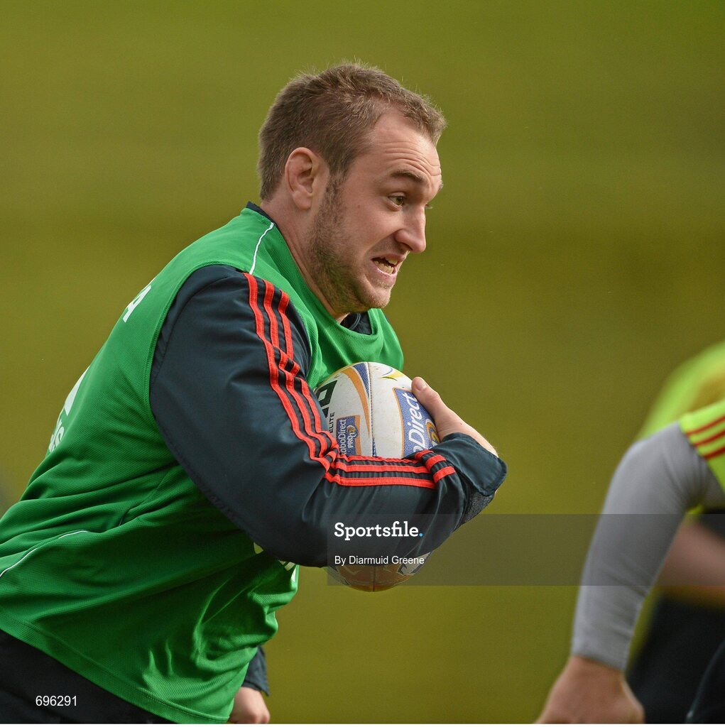 31 October 2012; Munster's Johne Murphy in action during squad training ahead of their side's Celtic League 2012/13, Round 8, match against Cardiff Blues on Friday. Munster Rugby Squad Training, University of Limerick, Limerick. Picture credit: Diarmuid Greene / SPORTSFILE