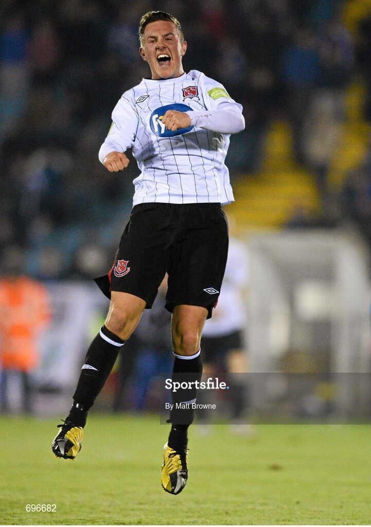 2 November 2012; Nathan Murphy, Dundalk, celebrates after the final whistle. Airtricity League Promotion / Relegation Play-Off Final, 2nd Leg, Waterford United v Dundalk, RSC, Waterford. Picture credit: Matt Browne / SPORTSFILE