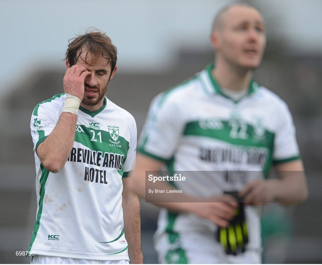11 November 2012; Aonghus Smyth, Mullingar Shamrocks, after defeat. AIB Leinster GAA Football Senior Championship Quarter-Final, Mullingar Shamrocks, Westmeath v Ballymun Kickhams, Dublin, Cusack Park, Mullingar, Co. Westmeath. Picture credit: Brian Lawless / SPORTSFILE