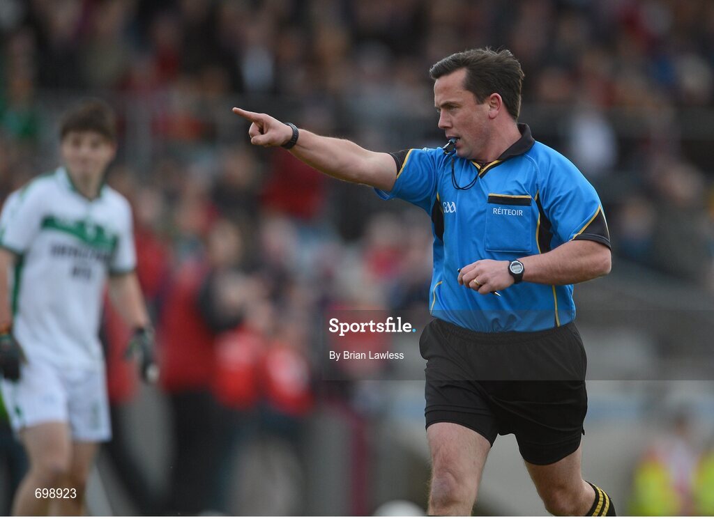 11 November 2012; Referee Fergal Barry. AIB Leinster GAA Football Senior Championship Quarter-Final, Mullingar Shamrocks, Westmeath v Ballymun Kickhams, Dublin, Cusack Park, Mullingar, Co. Westmeath. Picture credit: Brian Lawless / SPORTSFILE