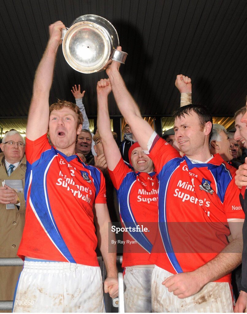 18 November 2012; St. Thomas captain Robert Murray, left, and Richard Murray lift the cup. Galway County Senior Hurling Championship Final, Loughrea v St. Thomas, Pearse Stadium, Galway. Picture credit: Ray Ryan / SPORTSFILE