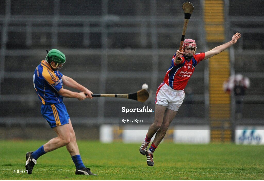 18 November 2012; Gavin Keary, Loughrea, in action against James Regan, St. Thomas. Galway County Senior Hurling Championship Final, Loughrea v St. Thomas, Pearse Stadium, Galway. Picture credit: Ray Ryan / SPORTSFILE