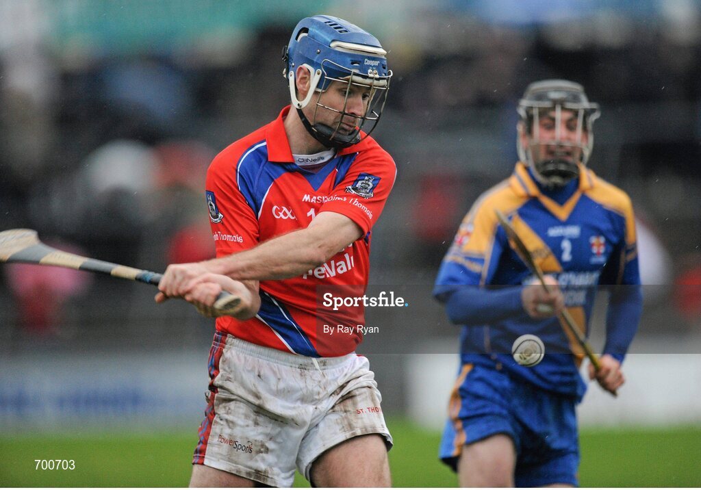 18 November 2012; Richard Murray, St. Thomas, scores a goal for his side dispite the efforts of Eoin Mahony, Loughrea. Galway County Senior Hurling Championship Final, Loughrea v St. Thomas, Pearse Stadium, Galway. Picture credit: Ray Ryan / SPORTSFILE
