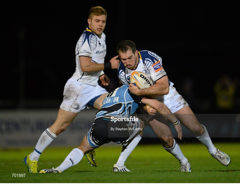 23 November 2012; Andrew Goodman, Leinster, is tackled by Ruaridh Jackson, Glasgow Warriors. Celtic League 2012/13, Round 9, Glasgow Warriors v Leinster, Scotstoun Stadium, Glasgow, Scotland. Picture credit: Stephen McCarthy / SPORTSFILE