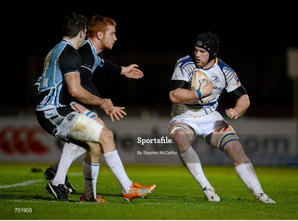 23 November 2012; Sean O'Brien, Leinster, in action against Rob Harley, left, and Tommy Seymour, Glasgow Warriors. Celtic League 2012/13, Round 9, Glasgow Warriors v Leinster, Scotstoun Stadium, Glasgow, Scotland. Picture credit: Stephen McCarthy / SPORTSFILE