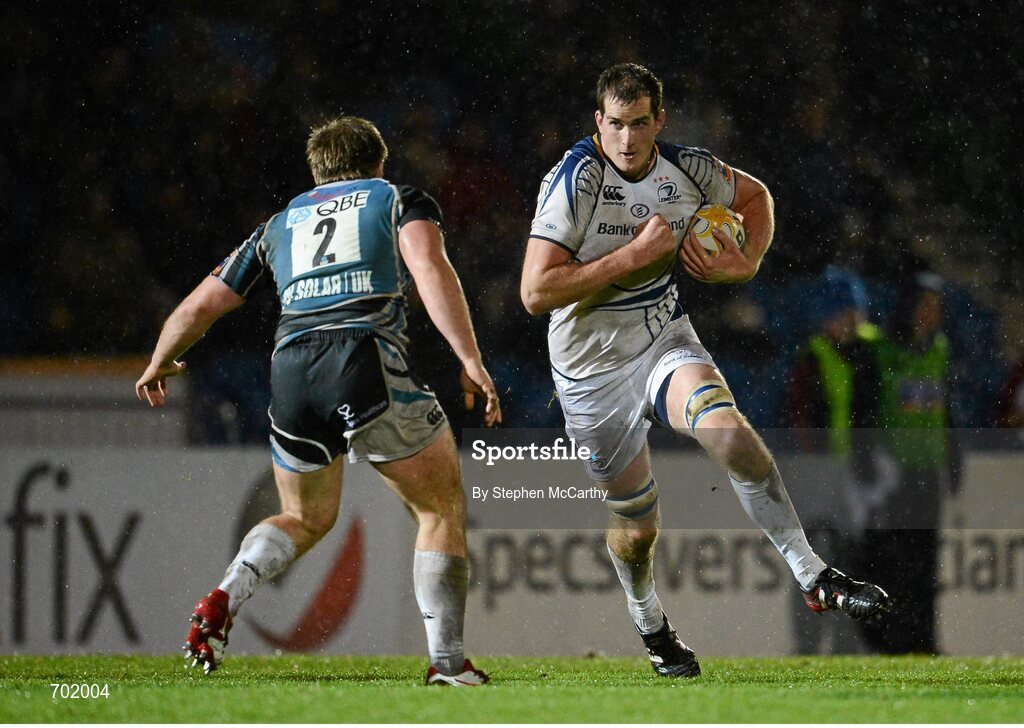23 November 2012; Devin Toner, Leinster, in action against Pat MacArthur, Glasgow Warriors. Celtic League 2012/13, Round 9, Glasgow Warriors v Leinster, Scotstoun Stadium, Glasgow, Scotland. Picture credit: Stephen McCarthy / SPORTSFILE