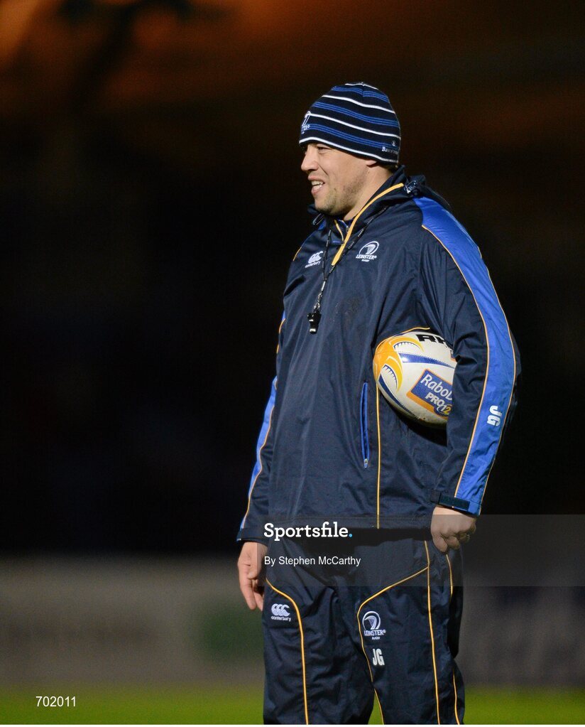 23 November 2012; Leinster forwards coach Jono Gibbes. Celtic League 2012/13, Round 9, Glasgow Warriors v Leinster, Scotstoun Stadium, Glasgow, Scotland. Picture credit: Stephen McCarthy / SPORTSFILE