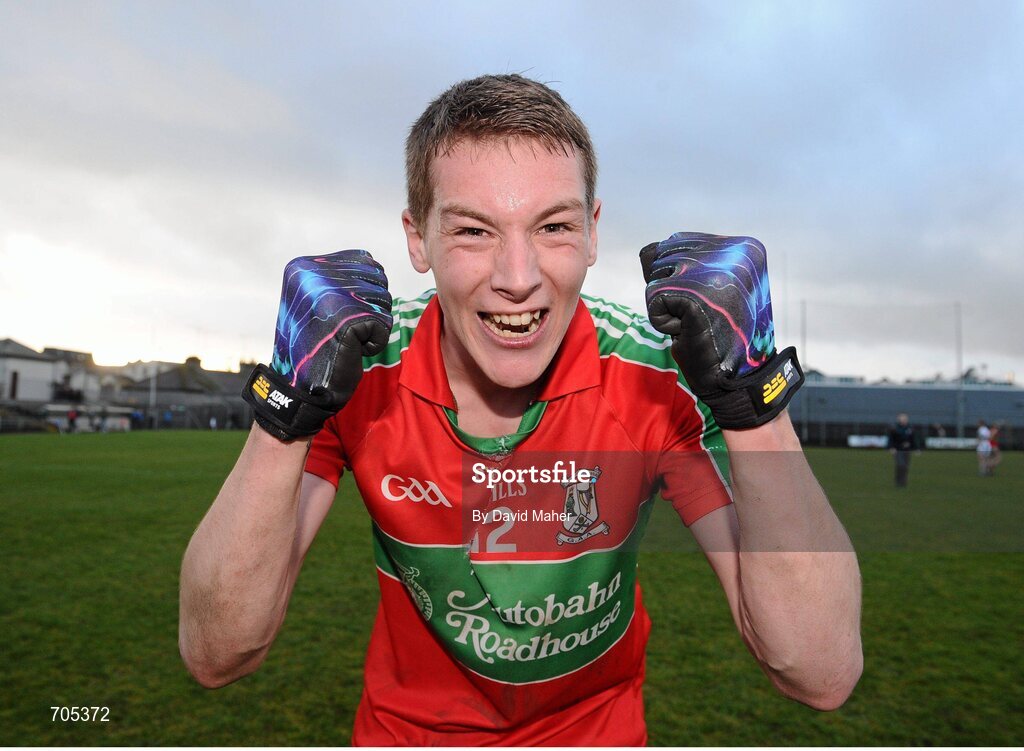 9 December 2012; Jason Whelan, Ballymun Kickhams, celebrates after the game. AIB Leinster GAA Football Senior Club Championship Final, Portlaoise, Laois v Ballymun Kickhams, Dublin, Cusack Park, Mullingar, Co. Westmeath. Picture credit: David Maher / SPORTSFILE