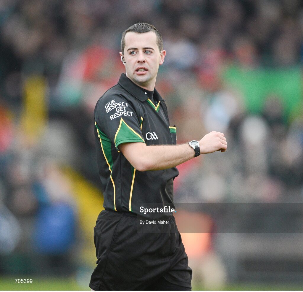 9 December 2012; Referee David Gough. AIB Leinster GAA Football Senior Club Championship Final, Portlaoise, Laois v Ballymun Kickhams, Dublin, Cusack Park, Mullingar, Co. Westmeath. Picture credit: David Maher / SPORTSFILE