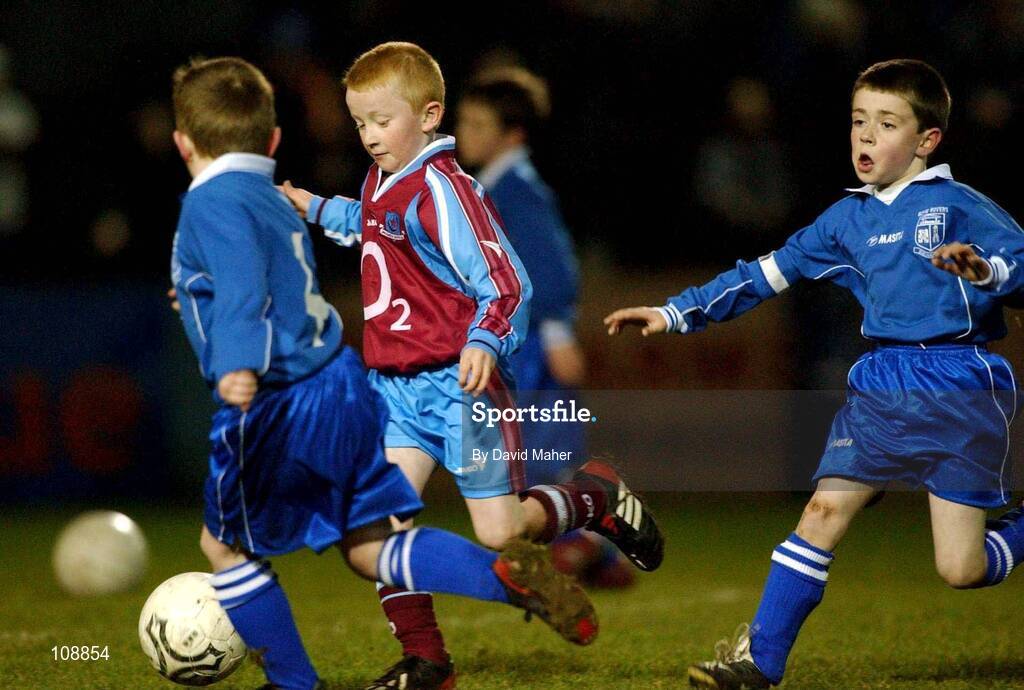 8 Feburary 2003; Young soccer players in action during half-time break. Eircom League Promotion / Relegation play-off, 2nd Leg. Drogheda United v Galway United. O2 Park, Drogheda, Co. Louth. Soccer. Picture credit; David Maher / SPORTSFILE *EDI*