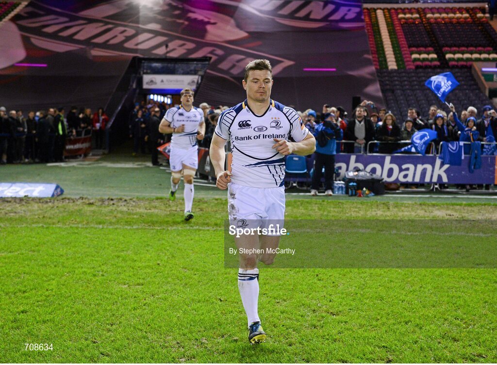 4 January 2013; Brian O'Driscoll, Leinster, and team-mates take to the field ahead of the game. Celtic League 2012/13, Round 13, Edinburgh v Leinster, Murrayfield, Edinburgh, Scotland. Picture credit: Stephen McCarthy / SPORTSFILE