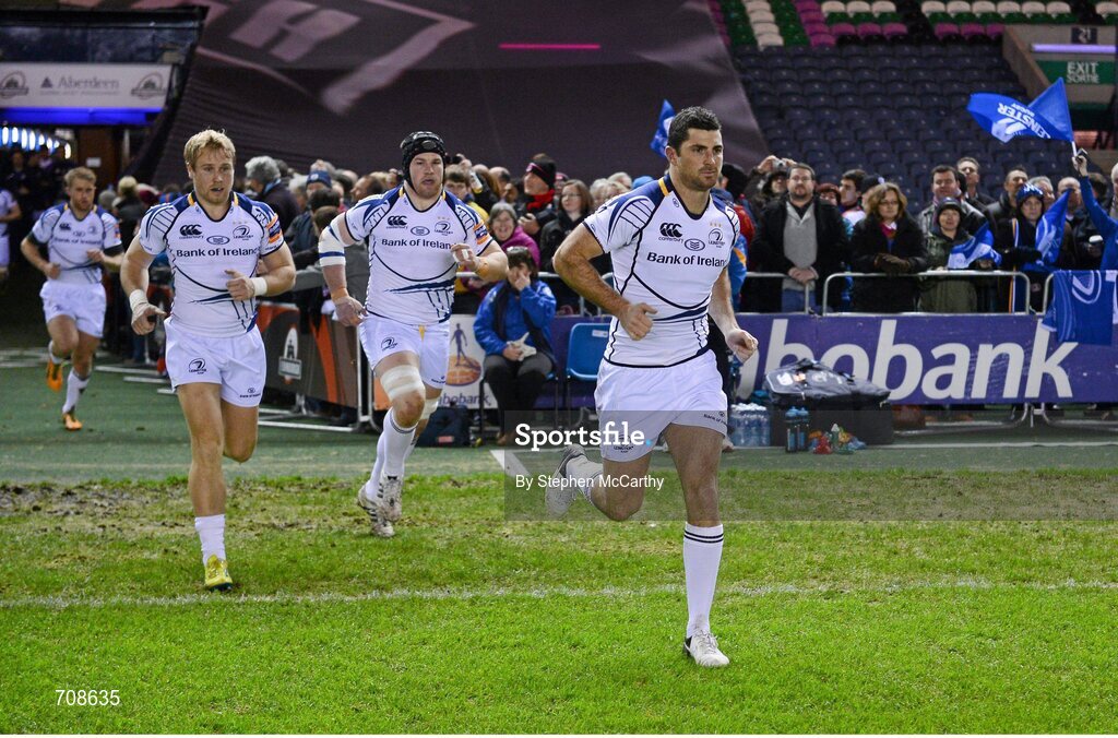 4 January 2013; Rob Kearney, Leinster, and team-mates take to the field ahead of the game. Celtic League 2012/13, Round 13, Edinburgh v Leinster, Murrayfield, Edinburgh, Scotland. Picture credit: Stephen McCarthy / SPORTSFILE