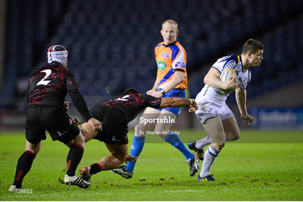 4 January 2013; Brian O'Driscoll, Leinster, in action against Ben Atiga, Edinburgh. Celtic League 2012/13, Round 13, Edinburgh v Leinster, Murrayfield, Edinburgh, Scotland. Picture credit: Stephen McCarthy / SPORTSFILE