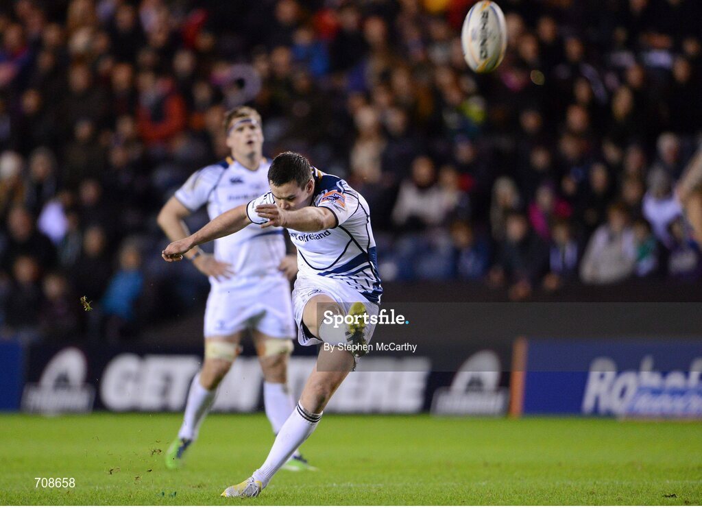 4 January 2013; Jonathan Sexton, Leinster, kicks a first half penalty. Celtic League 2012/13, Round 13, Edinburgh v Leinster, Murrayfield, Edinburgh, Scotland. Picture credit: Stephen McCarthy / SPORTSFILE