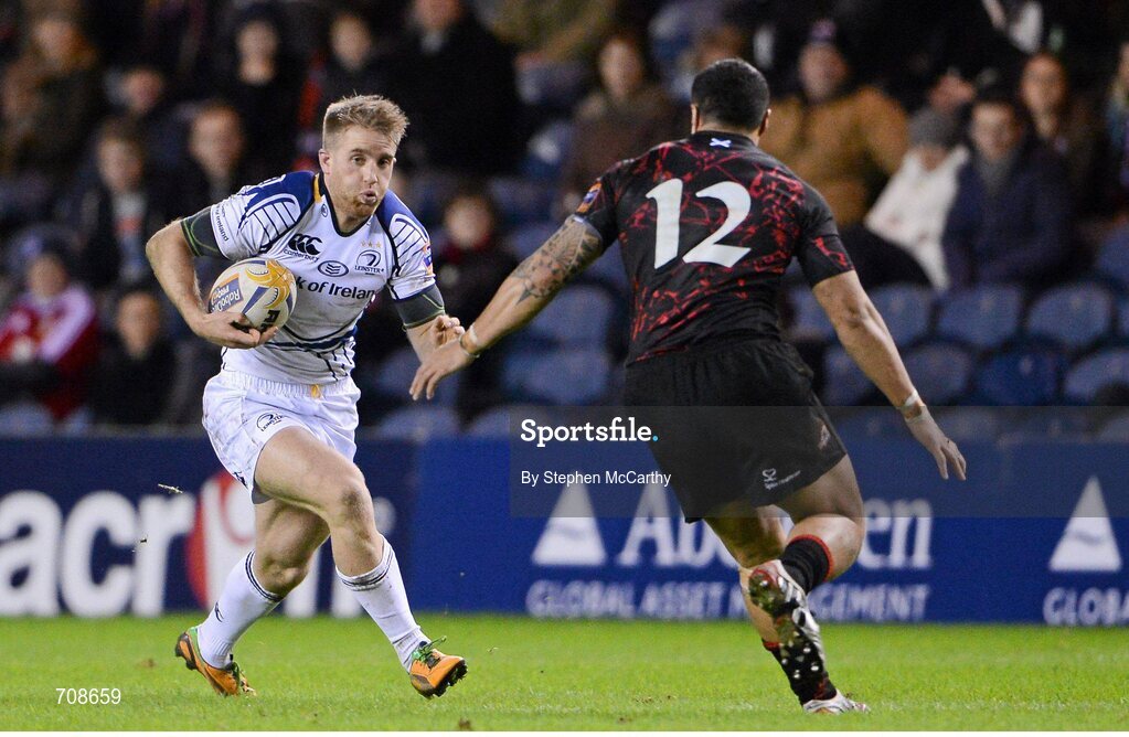 4 January 2013; Luke Fitzgerald, Leinster, in action against Ben Atiga, Edinburgh. Celtic League 2012/13, Round 13, Edinburgh v Leinster, Murrayfield, Edinburgh, Scotland. Picture credit: Stephen McCarthy / SPORTSFILE
