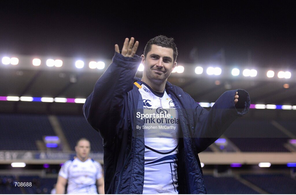 4 January 2013; Rob Kearney, Leinster, acknowledges the supporters following his side's victory. Celtic League 2012/13, Round 13, Edinburgh v Leinster, Murrayfield, Edinburgh, Scotland. Picture credit: Stephen McCarthy / SPORTSFILE