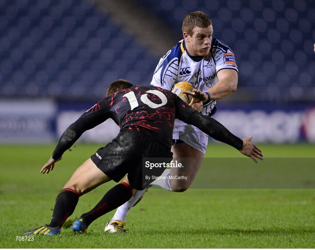4 January 2013; Sean Cronin, Leinster, is tackled by Piers Francis, Edinburgh. Celtic League 2012/13, Round 13, Edinburgh v Leinster, Murrayfield, Edinburgh, Scotland. Picture credit: Stephen McCarthy / SPORTSFILE