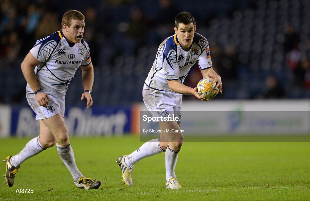 4 January 2013; Leinster's Jonathan Sexton with support from team-mate Sean Cronin. Celtic League 2012/13, Round 13, Edinburgh v Leinster, Murrayfield, Edinburgh, Scotland. Picture credit: Stephen McCarthy / SPORTSFILE