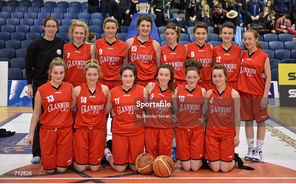 24 January 2013; The Glanmire Community School team. All-Ireland Schools Cup U16B Girls Final, St. Patrick’s Academy Dungannon, Tyrone v Glanmire Community School, Cork, National Basketball Arena, Tallaght, Dublin. Picture credit: Brendan Moran / SPORTSFILE