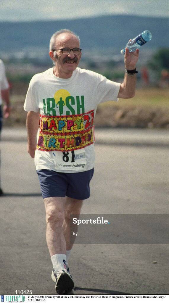 21 July 2002; Brian Tyrrell at the 21st. Birthday run for Irish Runner magazine. Picture credit; Ronnie McGarry / SPORTSFILE