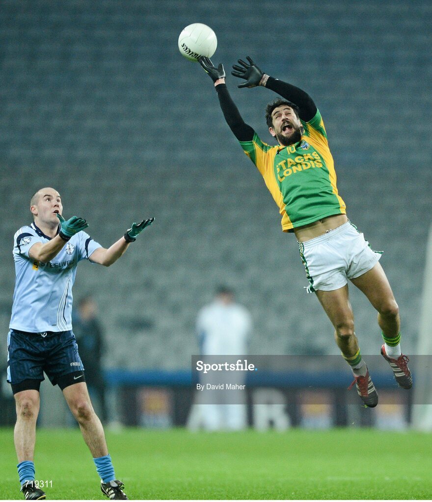 9 February 2013; Paul Galvin, Finuge, in action against Conor Mullan, Cookstown Fr. Rocks. AIB GAA Football All-Ireland Intermediate Club Championship Final, Cookstown Fr. Rocks v Finuge, Croke Park, Dublin. Picture credit: David Maher / SPORTSFILE
