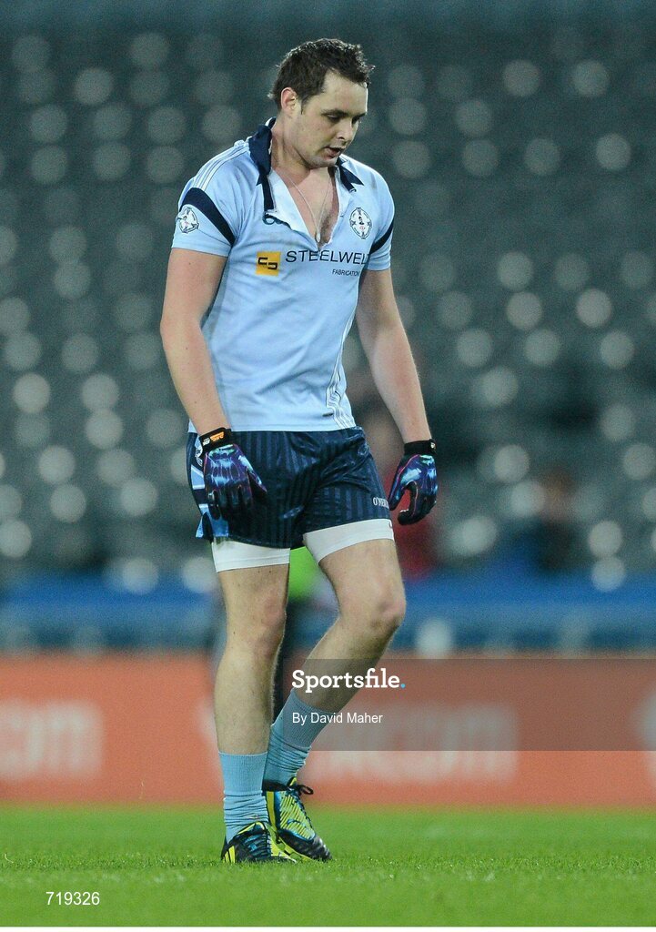 9 February 2013; John Gilmore, Cookstown Fr. Rocks, after his jersey was ripped during a confrontation. AIB GAA Football All-Ireland Intermediate Club Championship Final, Cookstown Fr. Rocks v Finuge, Croke Park, Dublin. Picture credit: David Maher / SPORTSFILE