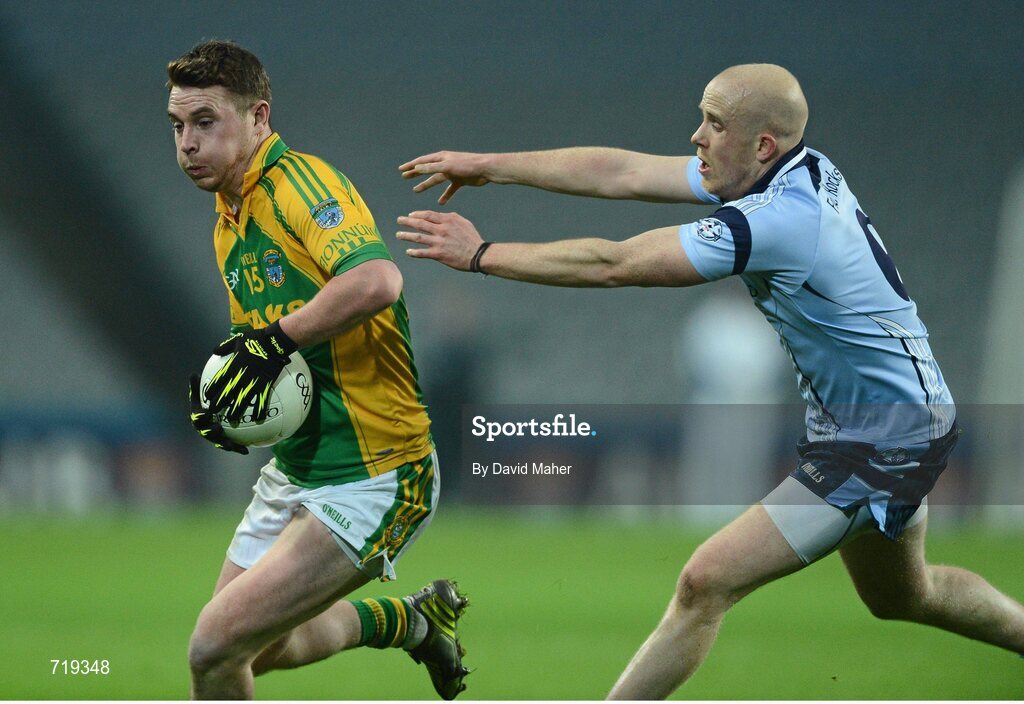 9 February 2013; Raymond Galvin, Finuge, in action against Martin Murray, Cookstown Fr. Rocks. AIB GAA Football All-Ireland Intermediate Club Championship Final, Cookstown Fr. Rocks v Finuge, Croke Park, Dublin. Picture credit: David Maher / SPORTSFILE
