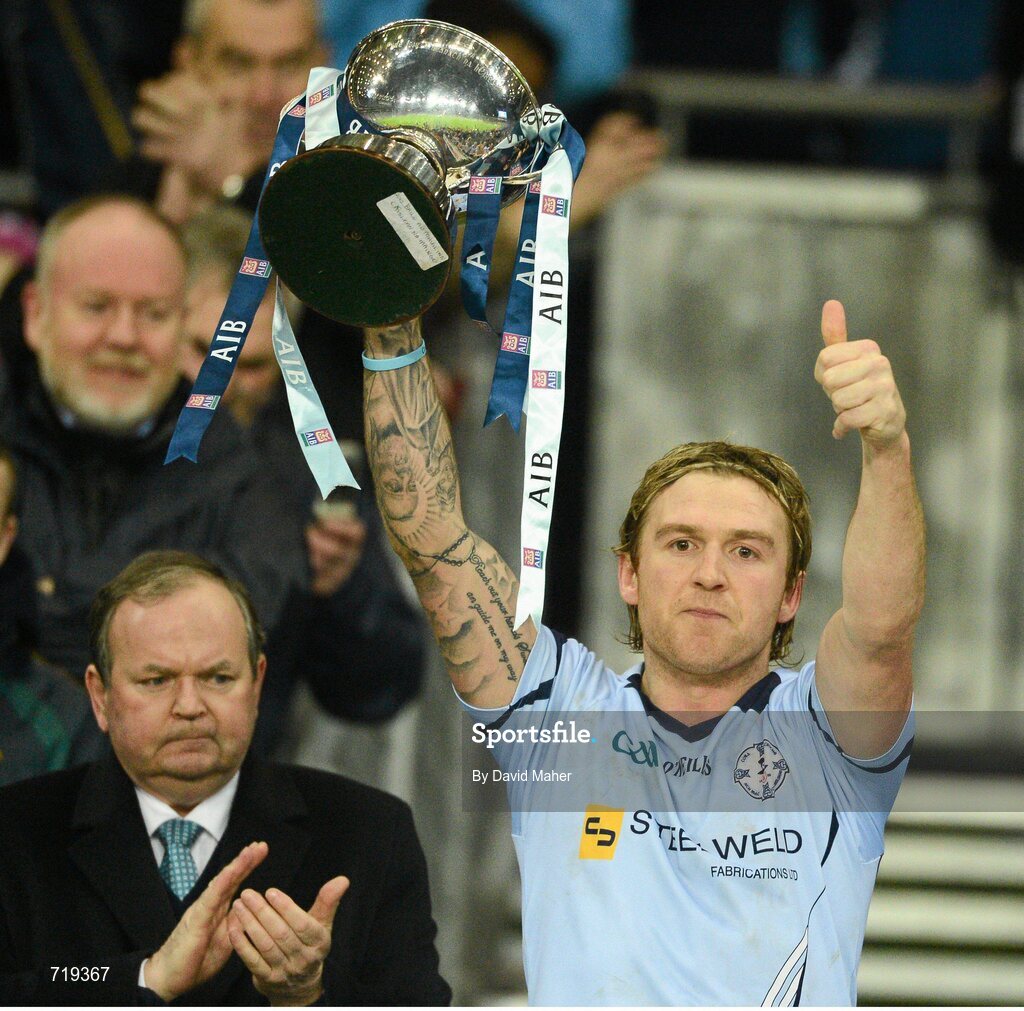 9 February 2013; Owen Mulligan, Cookstown Fr. Rocks captain, celebrates at the end of the game. AIB GAA Football All-Ireland Intermediate Club Championship Final, Cookstown Fr. Rocks v Finuge, Croke Park, Dublin. Picture credit: David Maher / SPORTSFILE