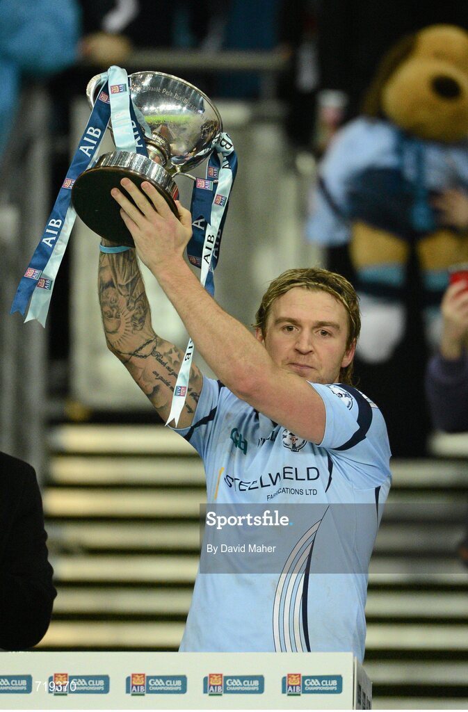 9 February 2013; Owen Mulligan, Cookstown Fr. Rocks captain, celebrates at the end of the game. AIB GAA Football All-Ireland Intermediate Club Championship Final, Cookstown Fr. Rocks v Finuge, Croke Park, Dublin. Picture credit: David Maher / SPORTSFILE