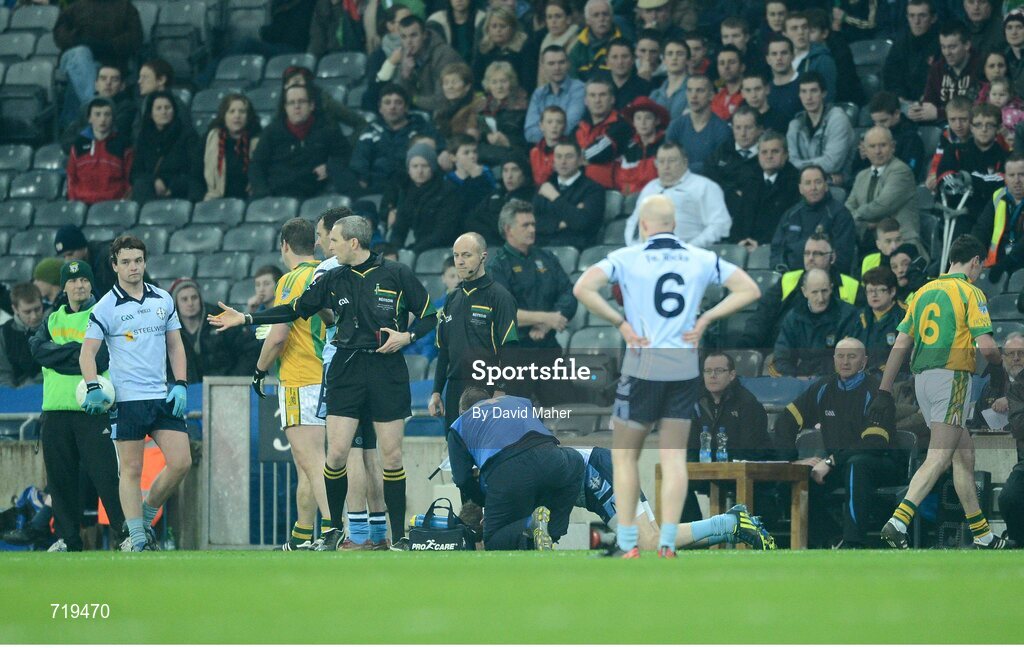 9 February 2013; Pat Corridan, 6, Finuge, is sent off by referee Fergal Kelly. AIB GAA Football All-Ireland Intermediate Club Championship Final, Cookstown Fr. Rocks v Finuge, Croke Park, Dublin. Picture credit: David Maher / SPORTSFILE
