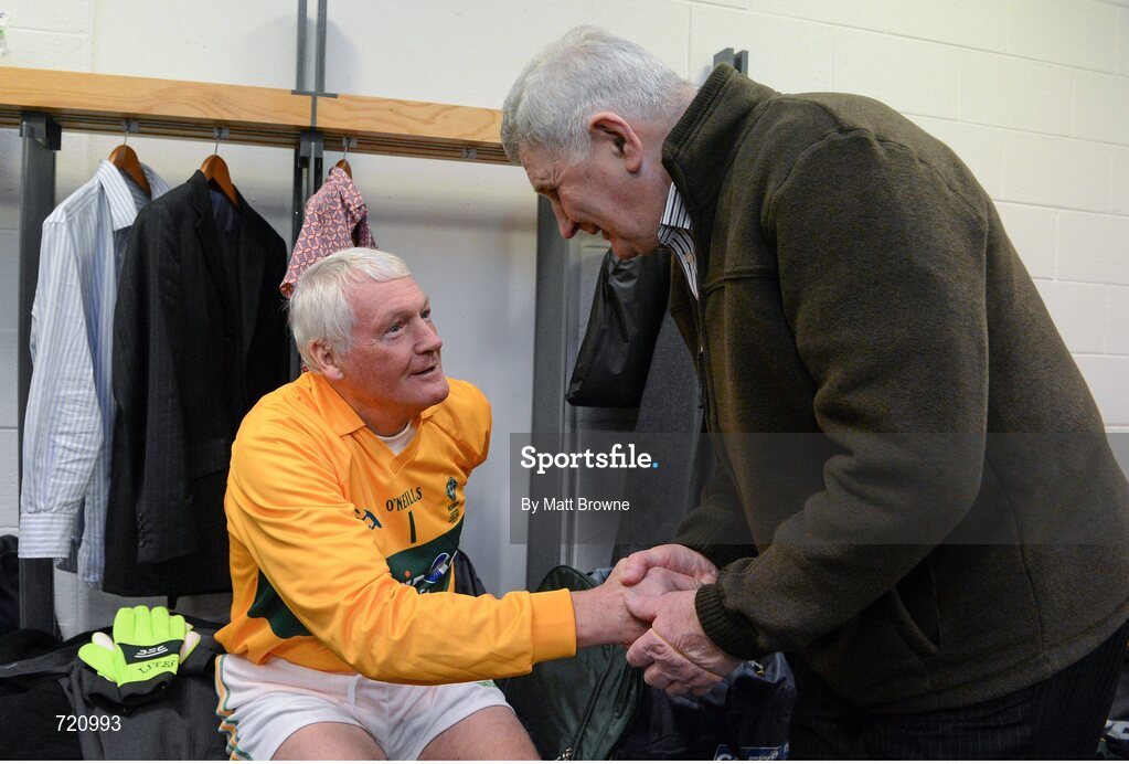 14 February 2013; Pictured is former Cork football manager Billy Morgan, left, with, former Kerry, and current Clare football manager Mick O'Dwyer at the Alan Kerins GAA Challenge, supported by Liberty Insurance, which took place in Croke Park on Valentine's Day. For more information visit alankerinsprojects.org. Croke Park, Dublin. Picture credit: Matt Browne / SPORTSFILE