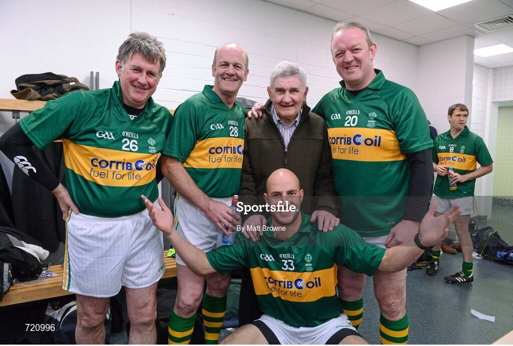 14 February 2013; Pictured is, former Kerry, and current Clare football  manager Mick O'Dwyer, with from left, Mick Spillane, Jack O'Shea, Mick Galwey and Tadhg Kennelly at the Alan Kerins GAA Challenge, supported by Liberty Insurance, which took place in Croke Park on Valentine's Day. For more information visit alankerinsprojects.org. Croke Park, Dublin. Picture credit: Matt Browne / SPORTSFILE