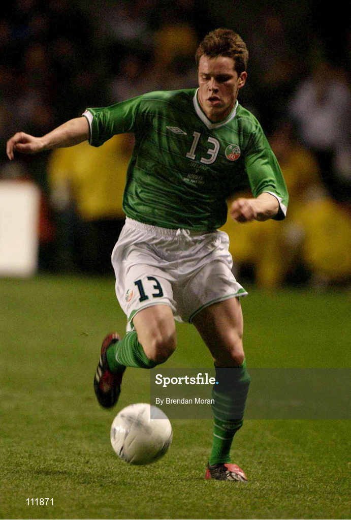30 April 2003; Steve Finnan, Republic of Ireland. Friendly International, Republic of Ireland v Norway, Lansdowne Road, Dublin. Soccer. Picture credit; Brendan Moran / SPORTSFILE *EDI*