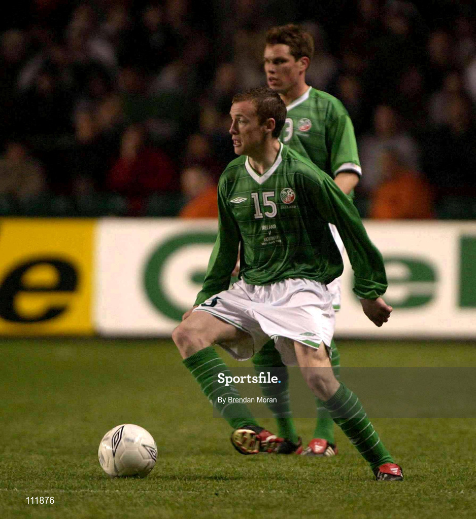 30 April 2003; Alan Quinn, Republic of Ireland. Friendly International, Republic of Ireland v Norway, Lansdowne Road, Dublin. Soccer. Picture credit; Brendan Moran / SPORTSFILE *EDI*