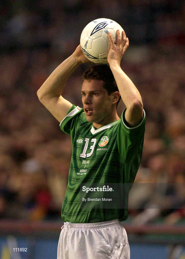 30 April 2003; Steve Finnan, Republic of Ireland. Friendly International, Republic of Ireland v Norway, Lansdowne Road, Dublin. Soccer. Picture credit; Brendan Moran / SPORTSFILE *EDI*
