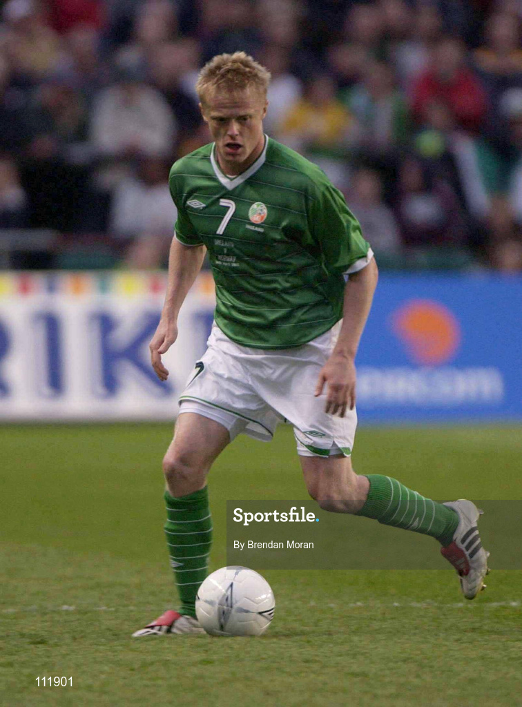 30 April 2003; Damien Duff, Republic of Ireland. Friendly International, Republic of Ireland v Norway, Lansdowne Road, Dublin. Soccer. Picture credit; Brendan Moran / SPORTSFILE *EDI*