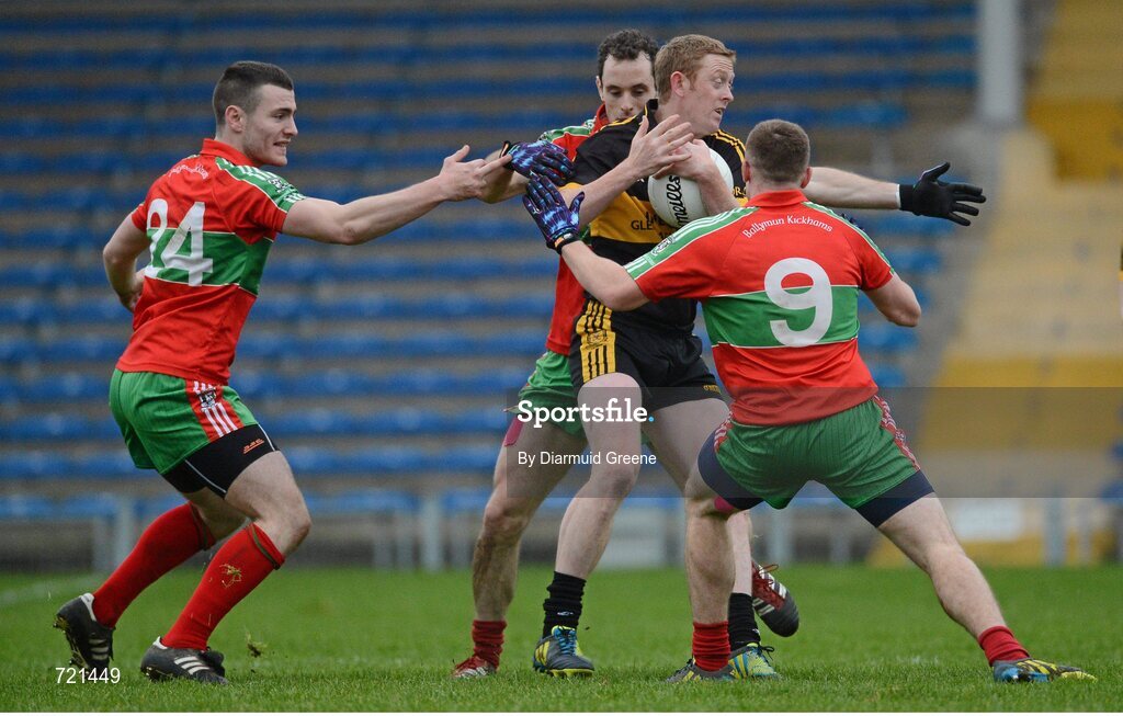 16 February 2013; Colm Cooper, Dr. Crokes, in action against Sean George, Karl Connolly and Davey Byrne, Ballymun Kickhams. AIB GAA Football All-Ireland Senior Club Championship, Semi-Final, St Brigid’s, Dr. Crokes, Kerry v Ballymun Kickhams, Dublin, Semple Stadium, Thurles, Co. Tipperary. Picture credit: Diarmuid Greene / SPORTSFILE