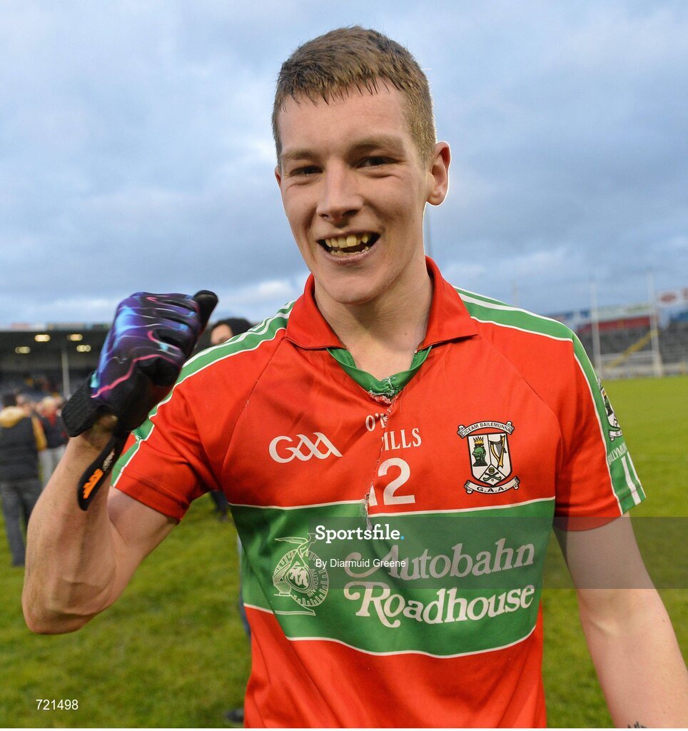 16 February 2013; Jason Whelan, Ballymun Kickhams, celebrates after victory over Dr. Crokes. AIB GAA Football All-Ireland Senior Club Championship, Semi-Final, St Brigid’s, Dr. Crokes, Kerry v Ballymun Kickhams, Dublin, Semple Stadium, Thurles, Co. Tipperary. Picture credit: Diarmuid Greene / SPORTSFILE