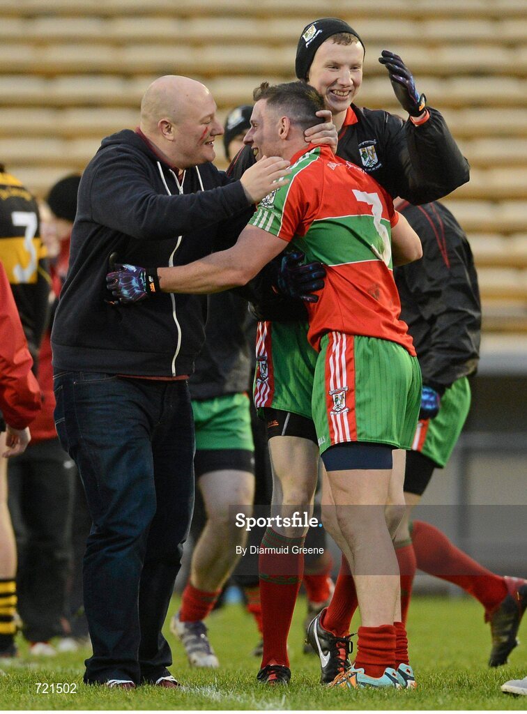 16 February 2013; Philip McMahon, Ballymun Kickhams, is congratulated by a supporter after victory over Dr. Crokes. AIB GAA Football All-Ireland Senior Club Championship, Semi-Final, St Brigid’s, Dr. Crokes, Kerry v Ballymun Kickhams, Dublin, Semple Stadium, Thurles, Co. Tipperary. Picture credit: Diarmuid Greene / SPORTSFILE