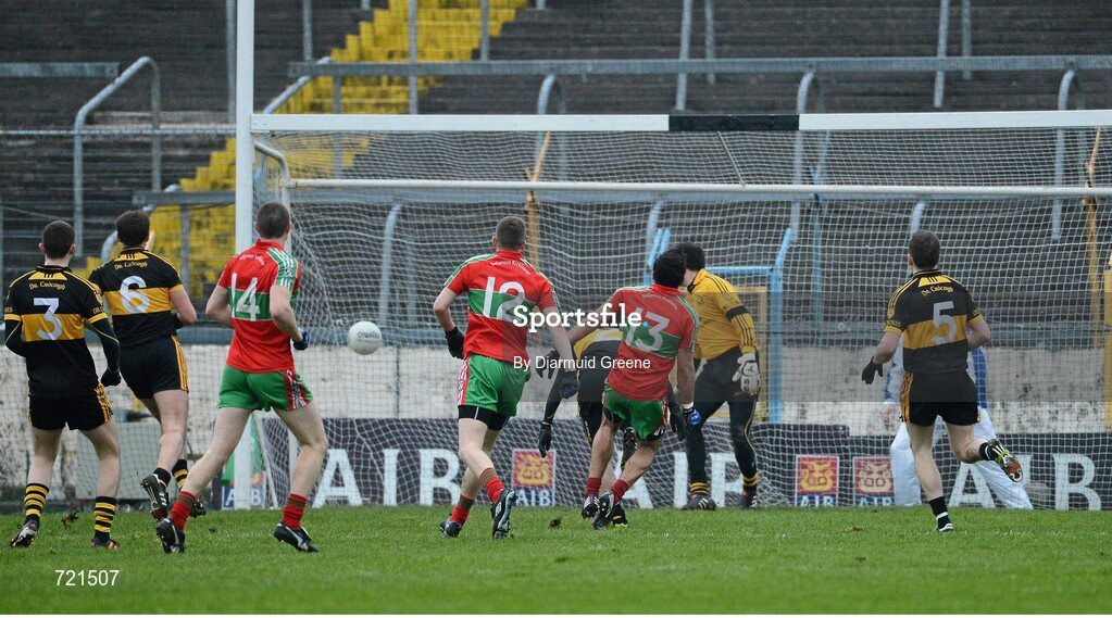 16 February 2013; Ted Furman, Ballymun Kickhams, scores his side's first goal past Dr. Crokes goalkeeper David Moloney. AIB GAA Football All-Ireland Senior Club Championship, Semi-Final, St Brigid’s, Dr. Crokes, Kerry v Ballymun Kickhams, Dublin, Semple Stadium, Thurles, Co. Tipperary. Picture credit: Diarmuid Greene / SPORTSFILE