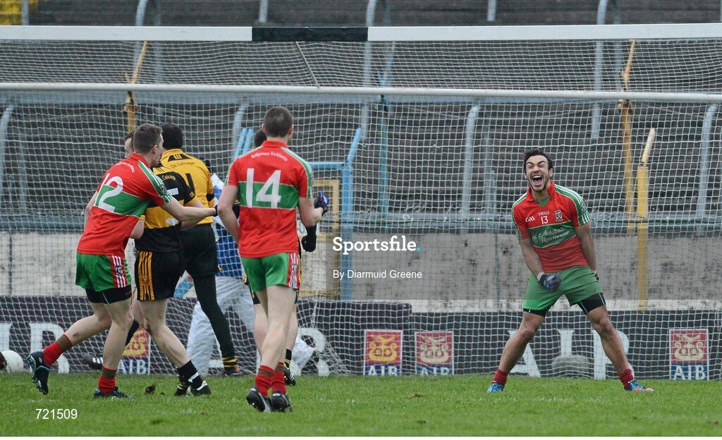 16 February 2013; Ted Furman, Ballymun Kickhams, celebrates after scoring his side's first goal. AIB GAA Football All-Ireland Senior Club Championship, Semi-Final, St Brigid’s, Dr. Crokes, Kerry v Ballymun Kickhams, Dublin, Semple Stadium, Thurles, Co. Tipperary. Picture credit: Diarmuid Greene / SPORTSFILE