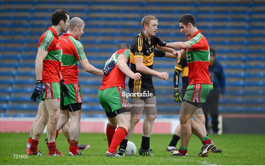16 February 2013; Colm Cooper, Dr. Crokes, surrounded by Ballymun Kickhams players Karl Connolly, Eoin Dolan,  Sean George and James McCarthy. AIB GAA Football All-Ireland Senior Club Championship, Semi-Final, St Brigid’s, Dr. Crokes, Kerry v Ballymun Kickhams, Dublin, Semple Stadium, Thurles, Co. Tipperary. Picture credit: Diarmuid Greene / SPORTSFILE