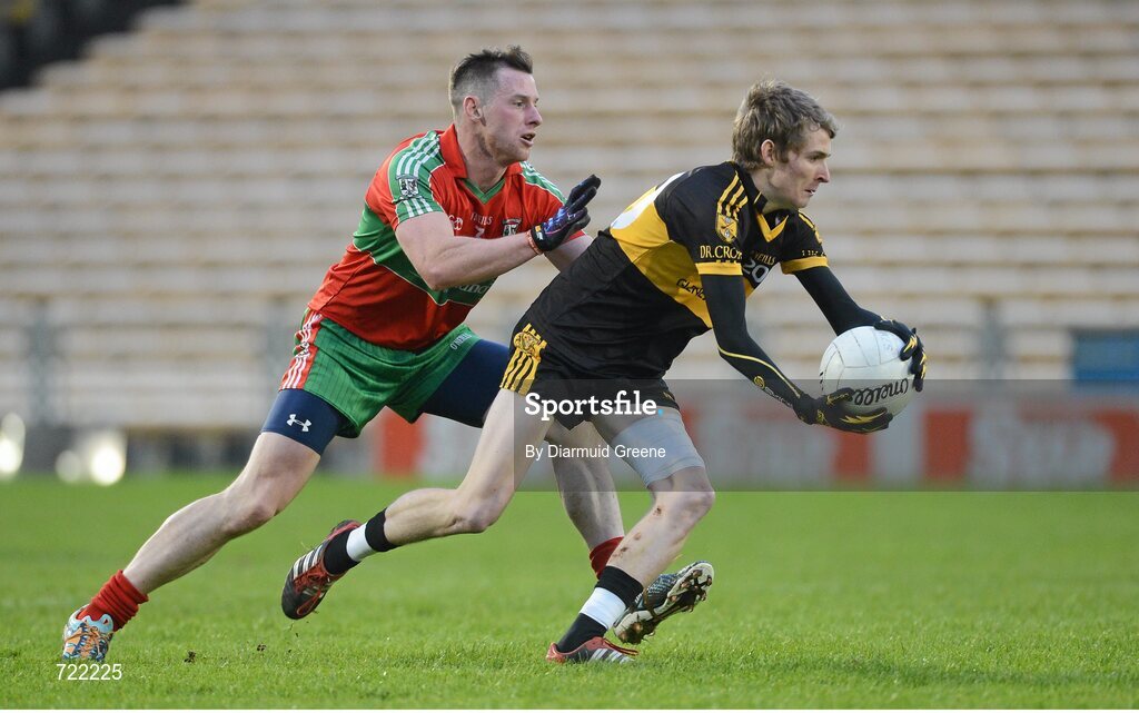 16 February 2013; Gavin O'Shea, Dr. Crokes, in action against Philip McMahon, Ballymun Kickhams. AIB GAA Football All-Ireland Senior Club Championship, Semi-Final, St Brigid’s, Dr. Crokes, Kerry v Ballymun Kickhams, Dublin, Semple Stadium, Thurles, Co. Tipperary. Picture credit: Diarmuid Greene / SPORTSFILE