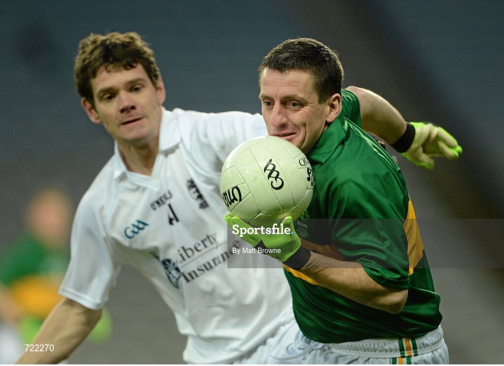 14 February 2013; Damien Lee, Kerry, in action against Declan Meehan, Kildare, at the Alan Kerins GAA Challenge, supported by Liberty Insurance, which took place in Croke Park on Valentine's Day. For more information visit alankerinsprojects.org. Croke Park, Dublin. Picture credit: Matt Browne / SPORTSFILE